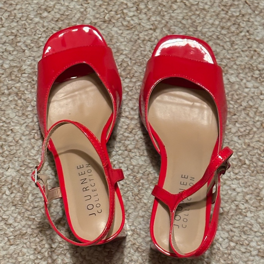 Journee Collection Red Patent Heels. Super cute and great condition!